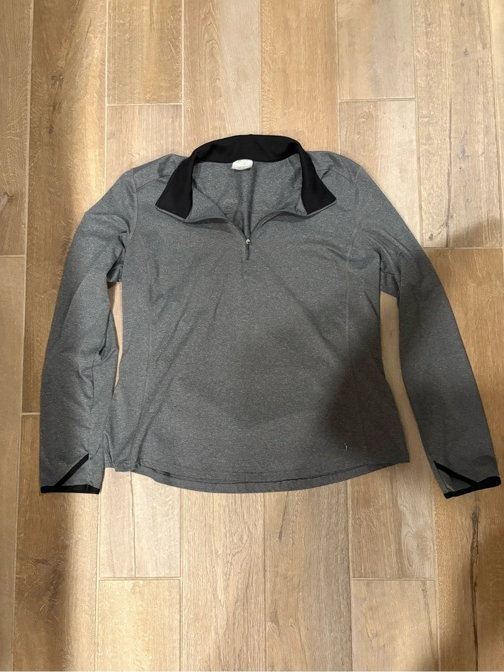 Danskin Now Black and Heather Gray Athletic Quarter-Zip Top - Picture 1 of 6